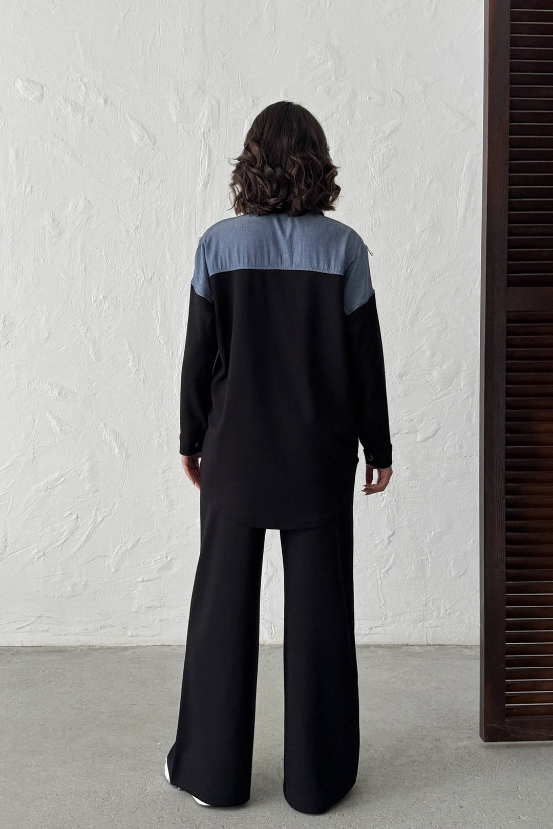 Black Denim Fabric Garnished Soft Textured Pants Shirt Set BCHN-25261022 - Magdeburg