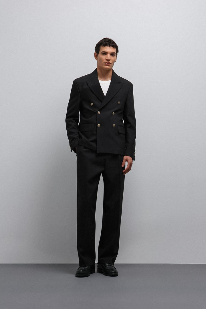 ANT Antioch Black Double Breasted Men's Blazer Jacket - Royal Palm Beach