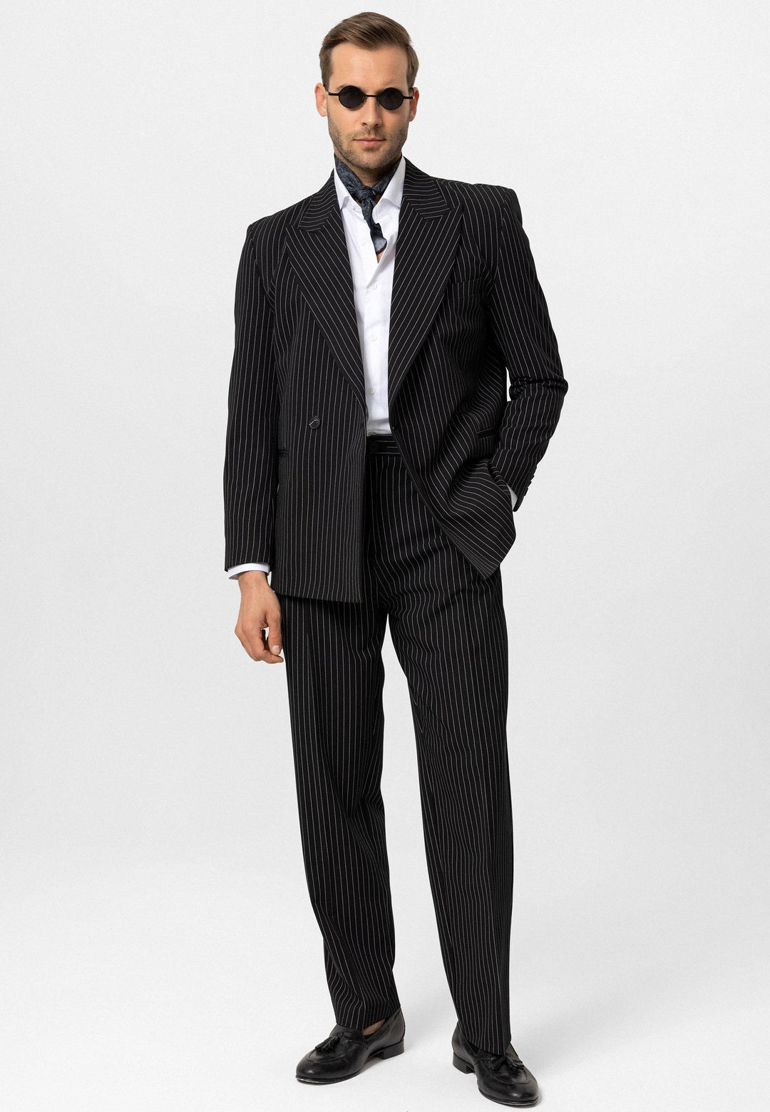 ANT Antioch Siyah Kruvaze Kapama Çizgili Erkek Blazer Ceket - Finglas