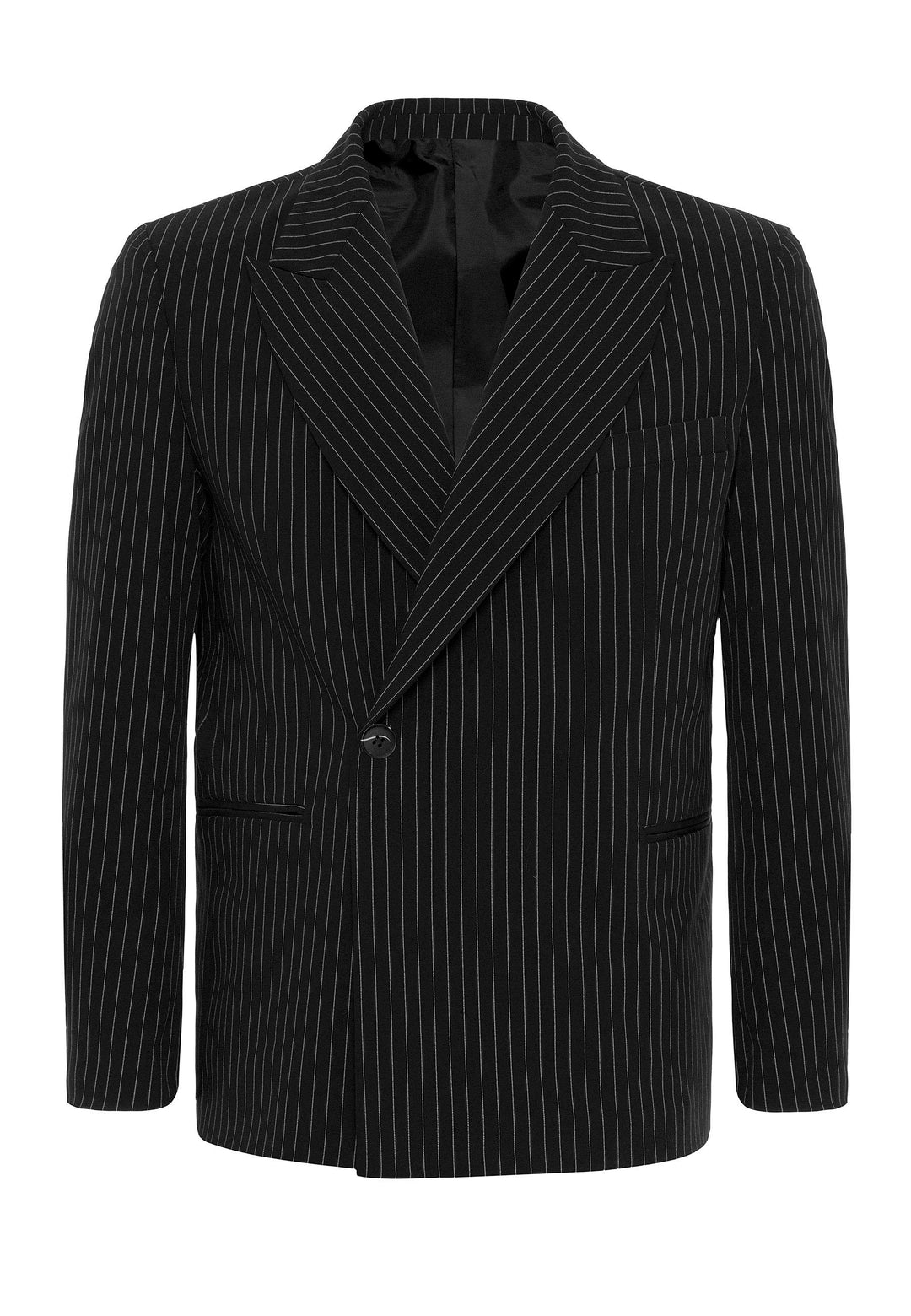 ANT Antioch Siyah Kruvaze Kapama Çizgili Erkek Blazer Ceket - Finglas
