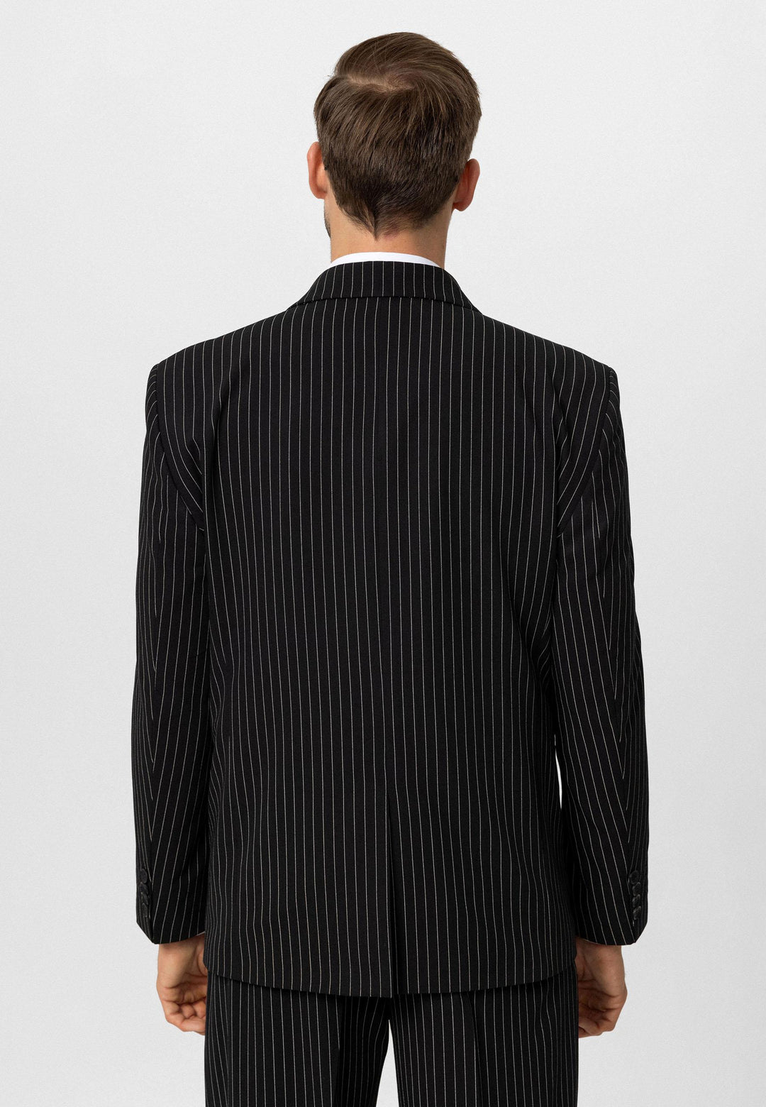 ANT Antioch Siyah Kruvaze Kapama Çizgili Erkek Blazer Ceket - Finglas