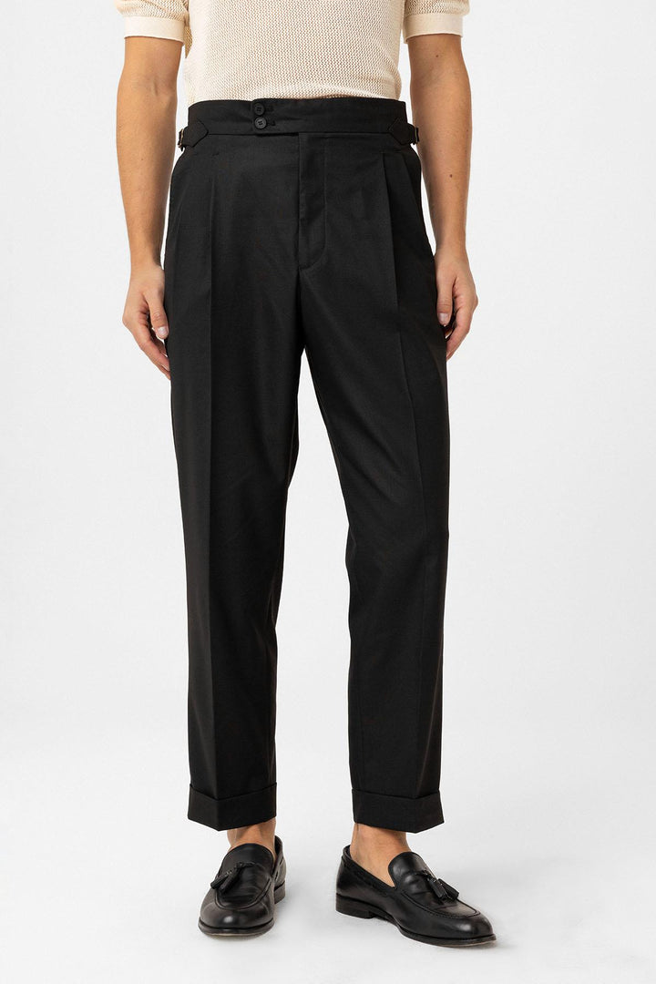 ANT Antioch Black Double-Breasted Closure Italian Cut Men's Suit - Acilia