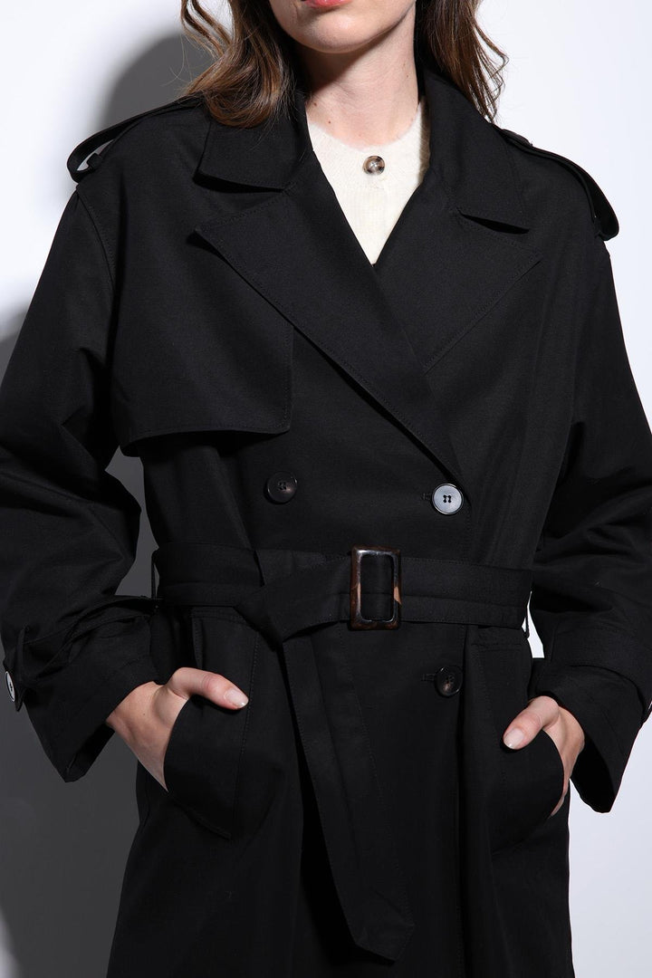 ANT Antioch Black Double-Breasted Belted Women's Trench Coat - Rheda-Wiedenbrück