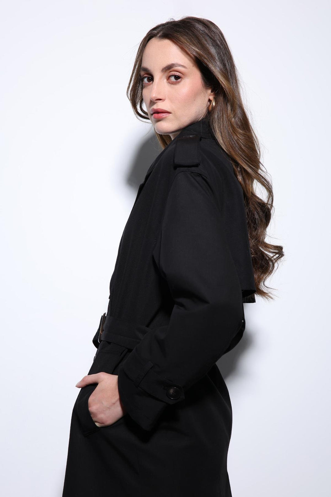 ANT Antioch Black Double-Breasted Belted Women's Trench Coat - Smyrna