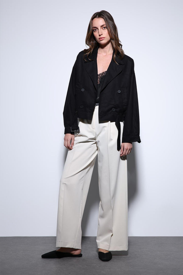 ANT Antioch Black Wrap Short Women's Trench Coat - Nordhorn