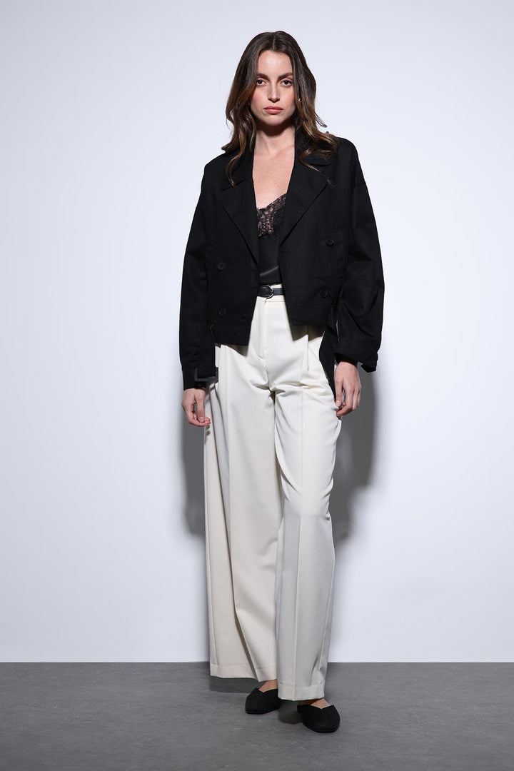 ANT Antioch Black Wrap Short Women's Trench Coat - Nordhorn