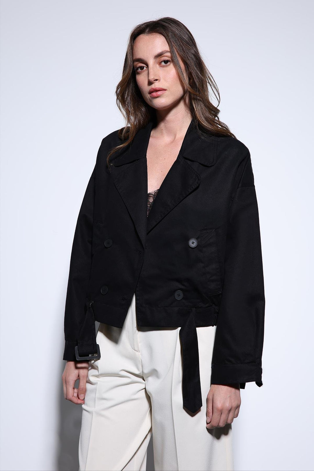 ANT Antioch Black Wrap Short Women's Trench Coat - Nordhorn