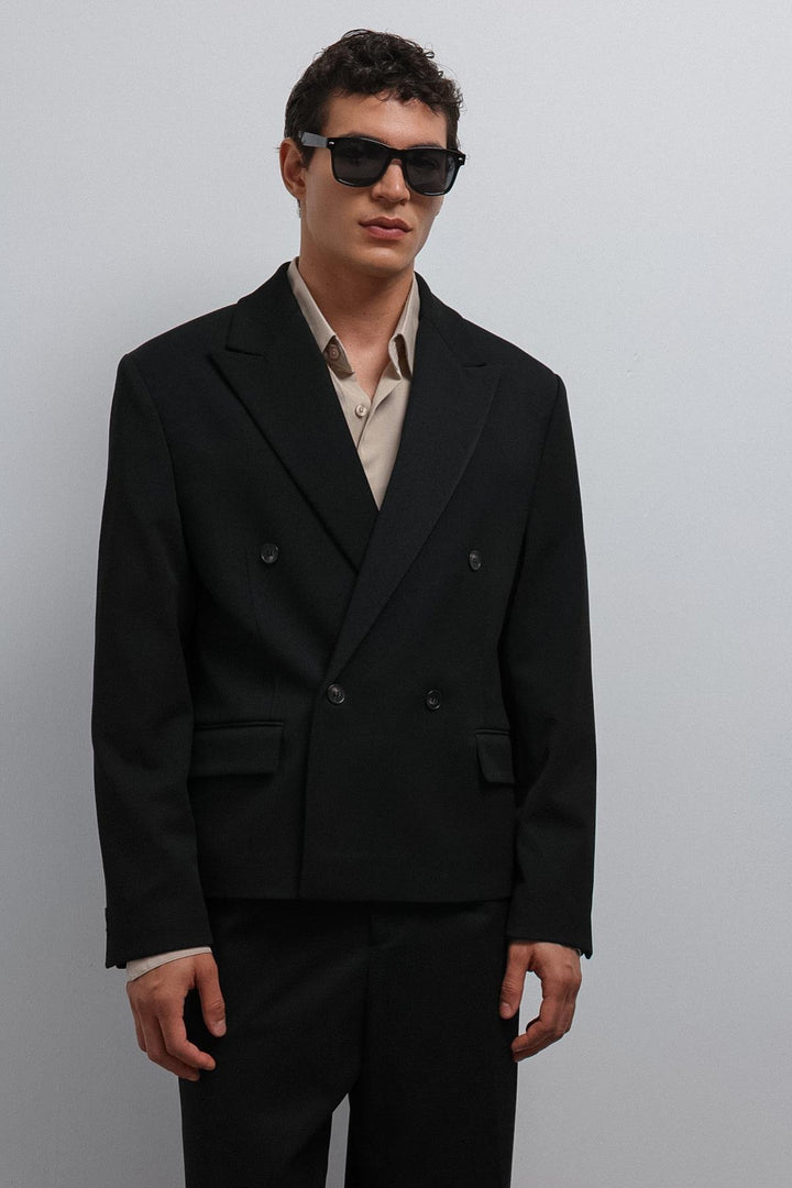 ANT Antioch Black Wrap Relax Crop Fit Blazer Jacket - San Juan Despí