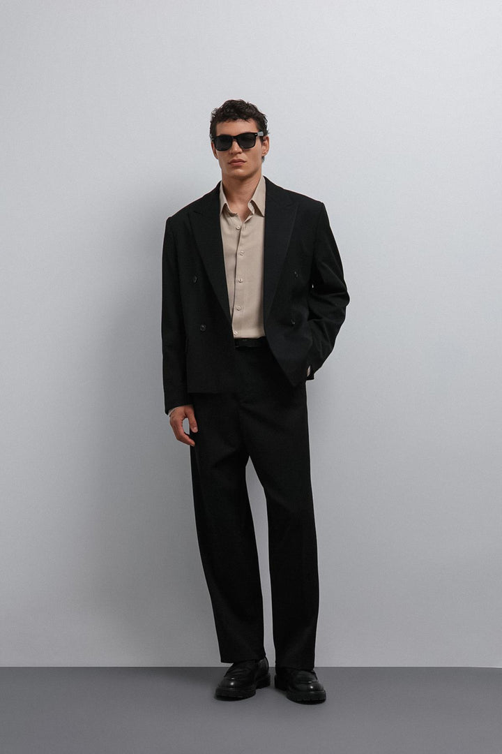 ANT Antioch Black Wrap Relax Crop Fit Blazer Jacket - Calumet City