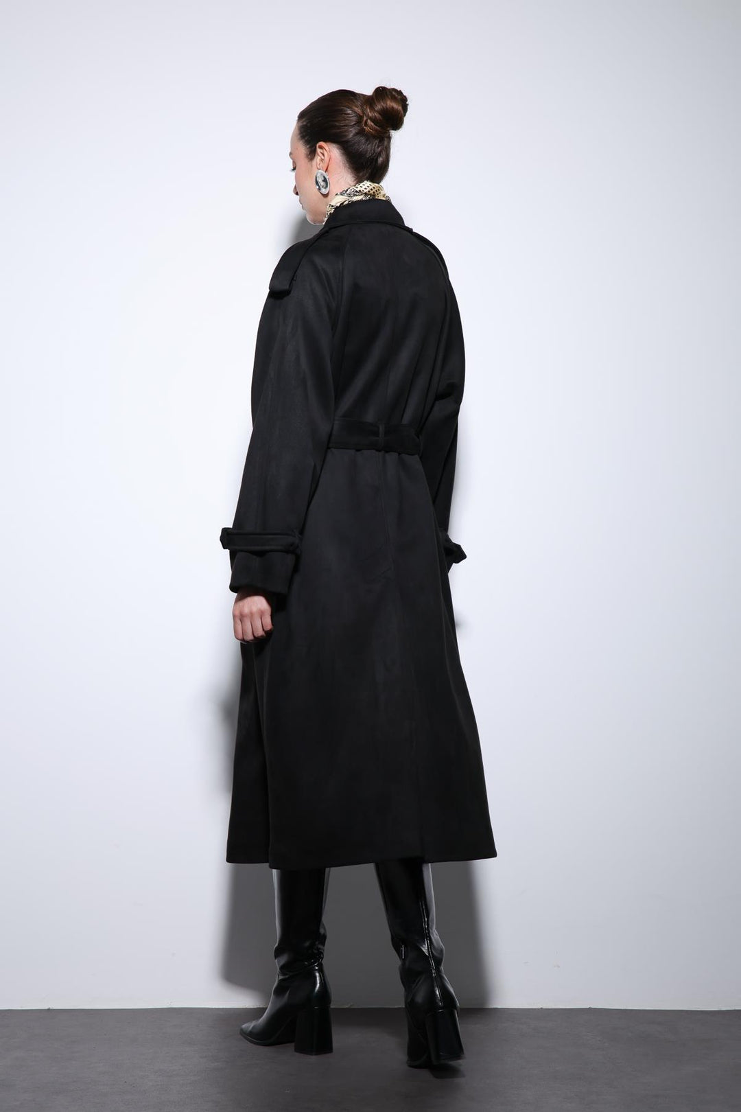 ANT Antioch Black Faux Suede Premium Women's Trench Coat - Lowell