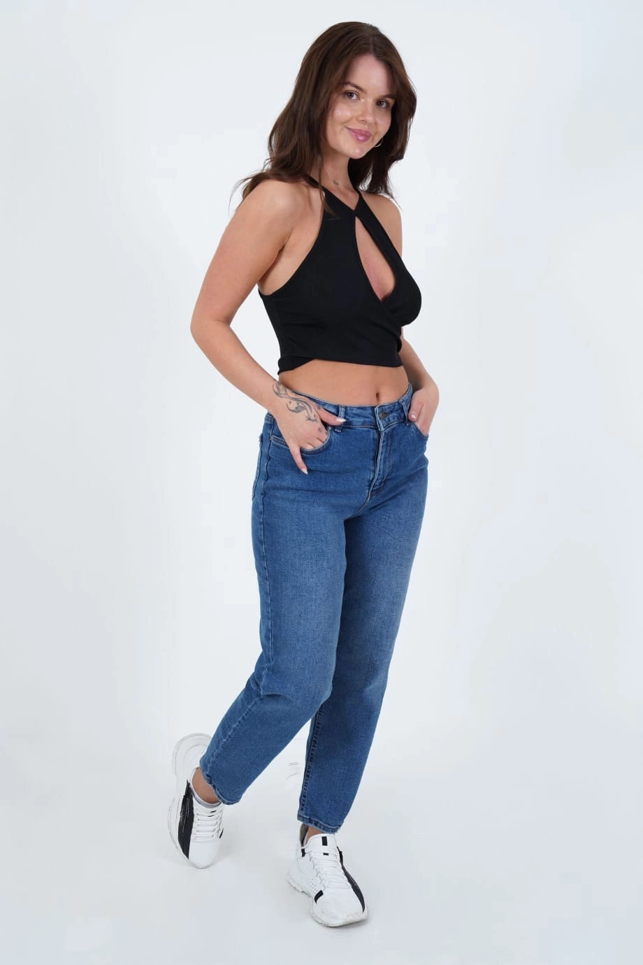 Black Wrap Neck Sleeveless Design Blouse CO-2523254137 - Ramapo
