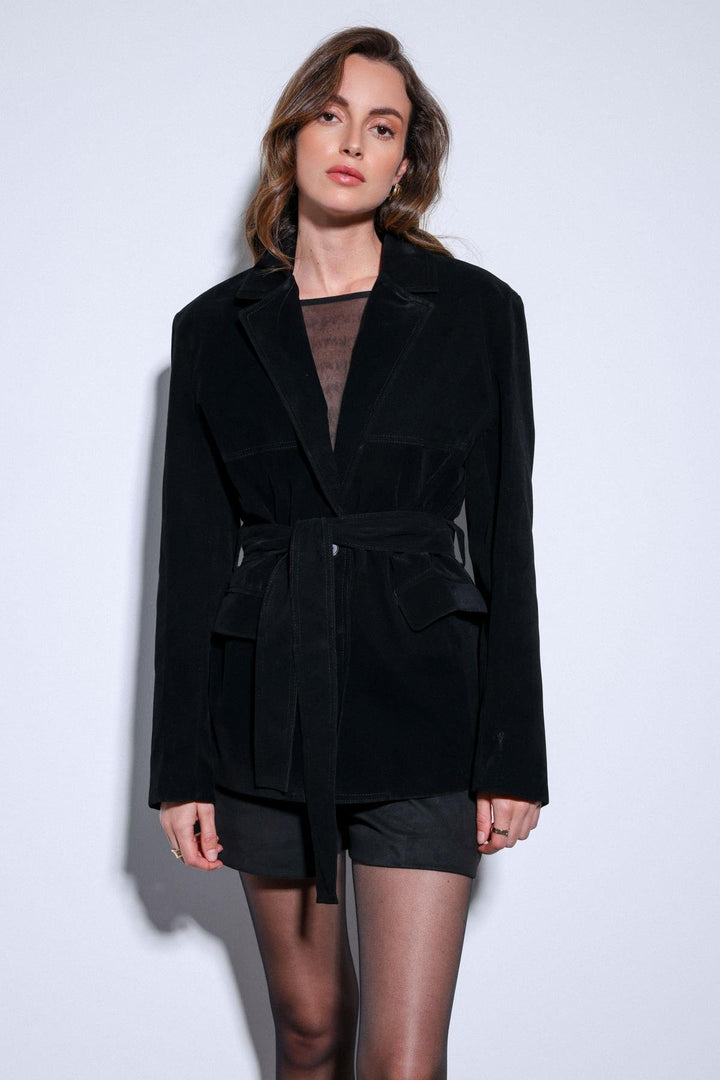 ANT Antioch Siyah Kuşak Bağlamalı Süet Kadın Ceket - Fort McMurray