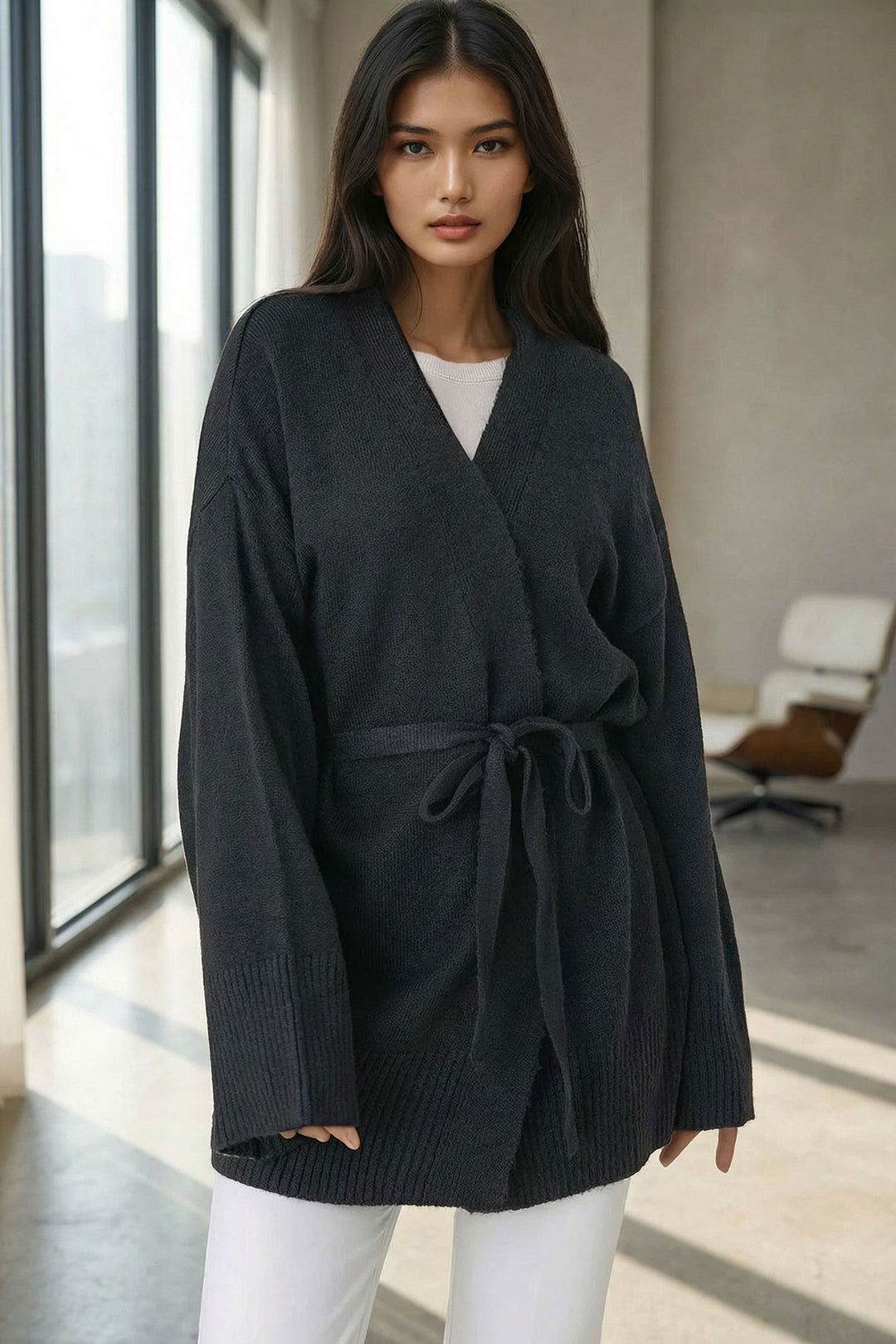 Black Belted Long Cardigan BCHPK-251237 - Grugliasco