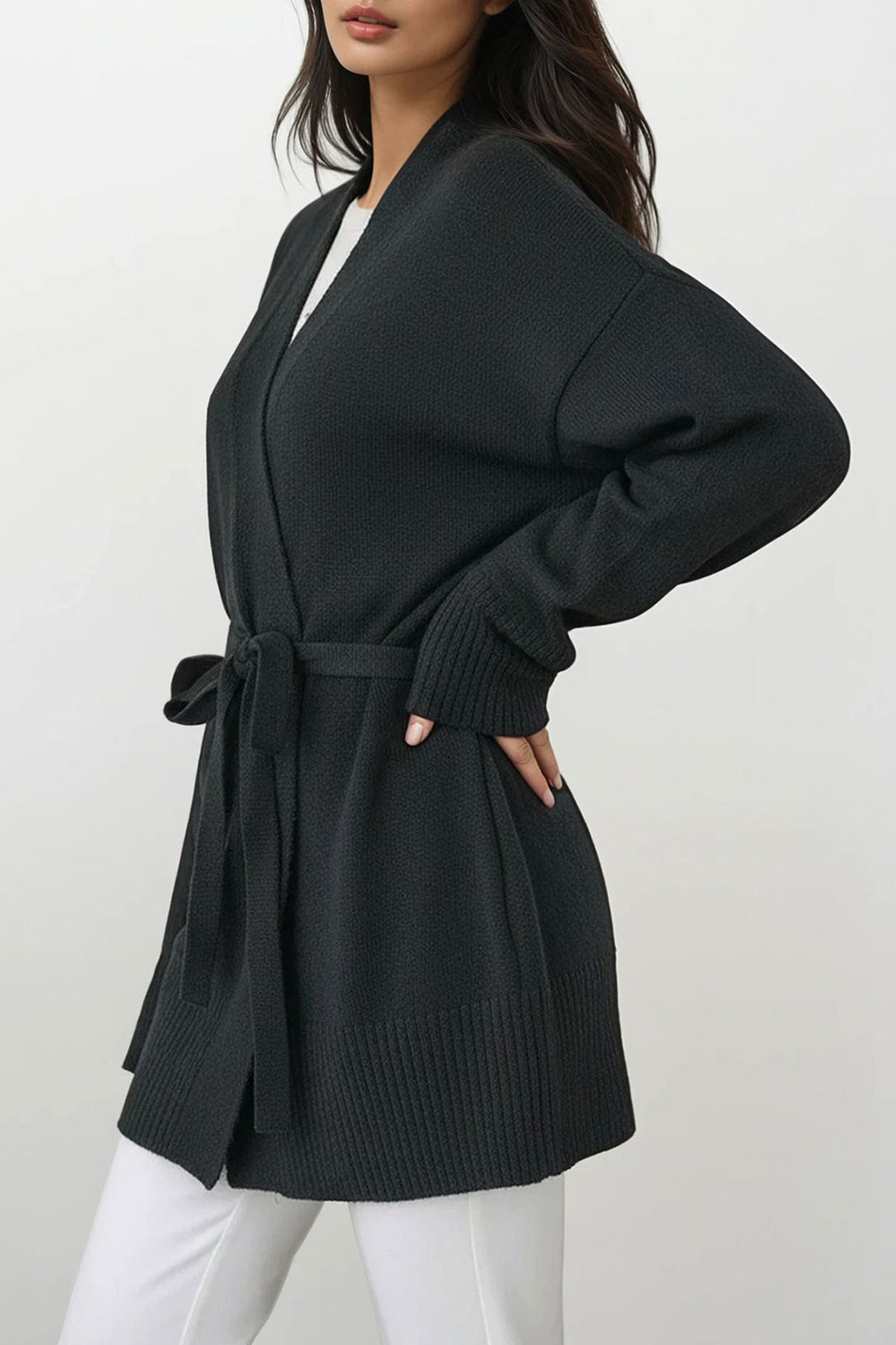 Black Belted Long Cardigan BCHPK-251237 - Mountain View