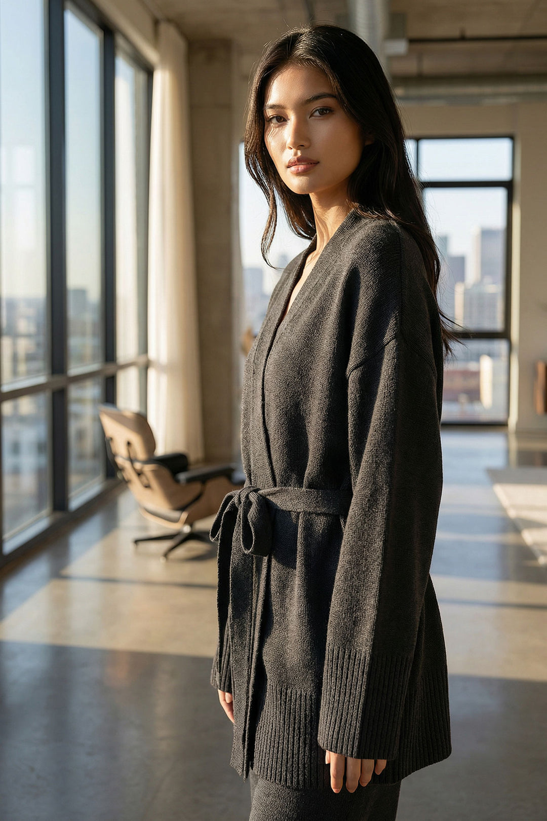 Black Belted Long Cardigan BCHPK-251237 - Mountain View