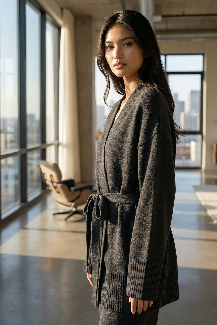 Black Belted Long Cardigan BCHPK-251237 - Mountain View
