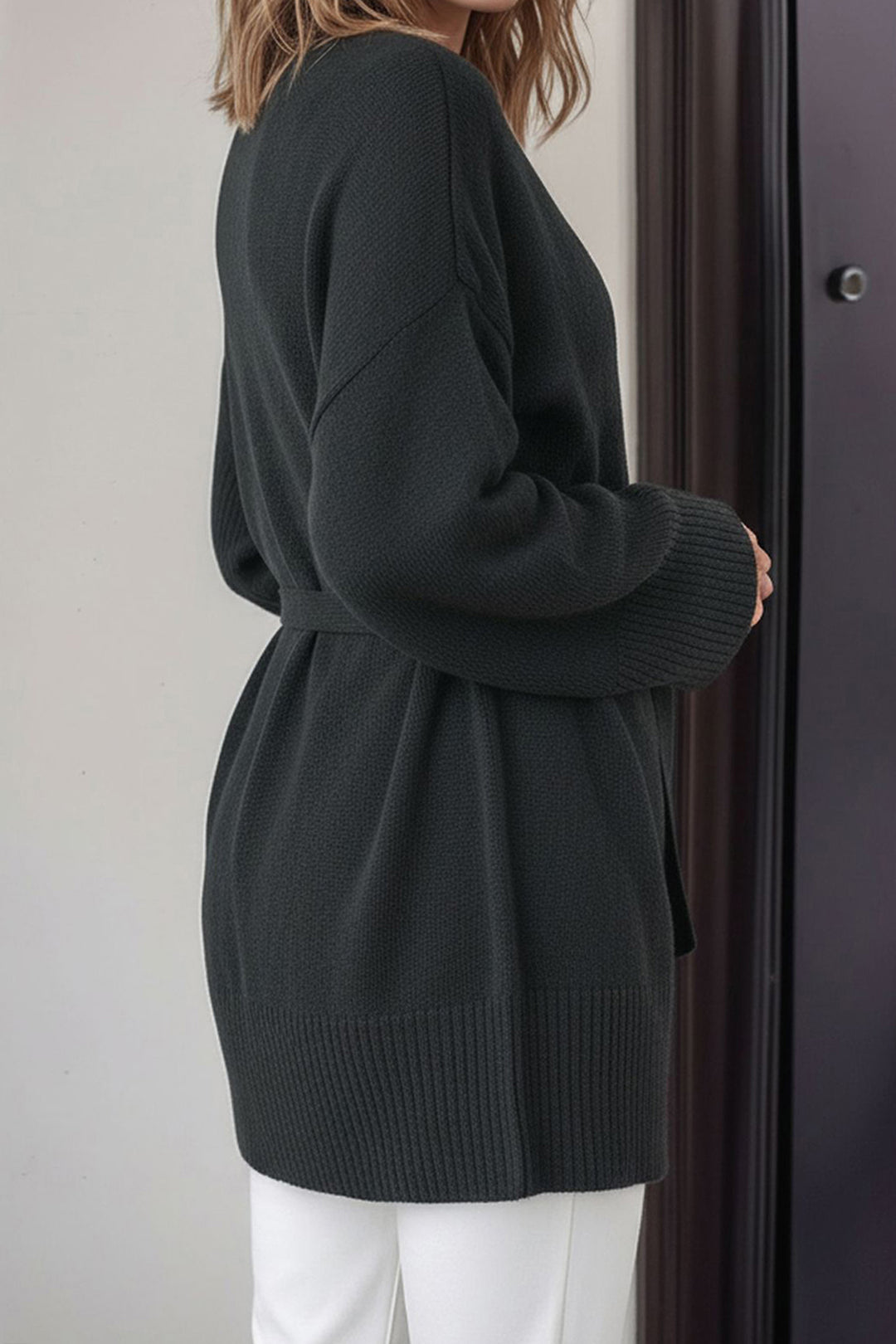 Black Belted Long Cardigan BCHPK-251237 - Grugliasco