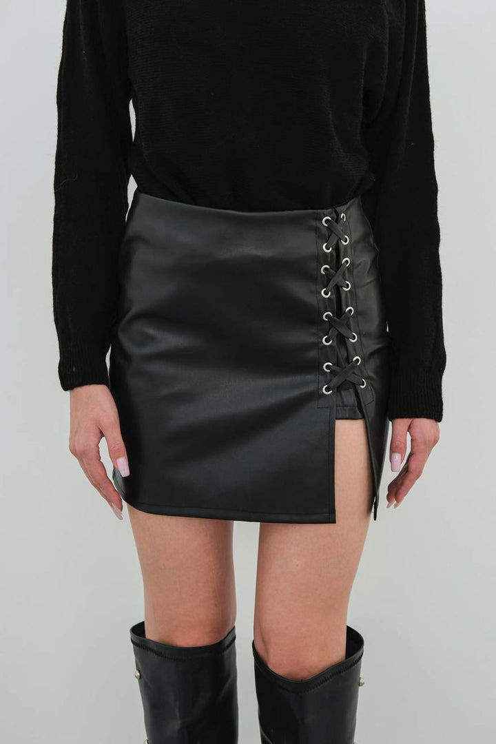 Black Bird's Eye Detailed Skirt BCHN-25262028 - Rexburg