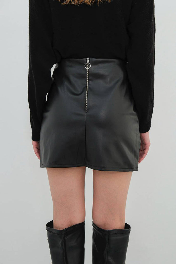 Black Bird's Eye Detailed Skirt BCHN-25262028 - Rexburg