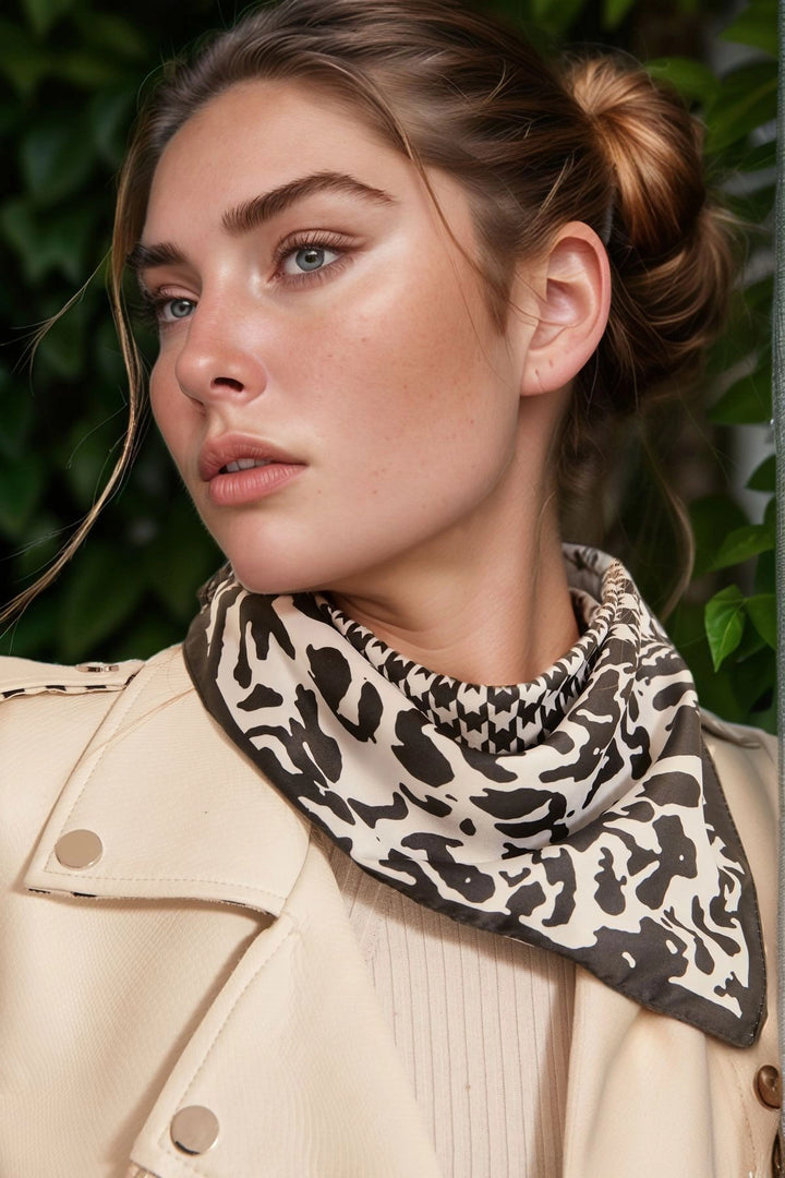 Black Leopard and Duck Foot Patterned Bandana Scarf BCNSV-2513936 - Bartlett