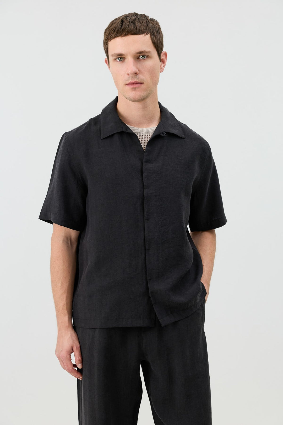 ANT Men's Shirt with Lyocell Blend and Hidden Buttons - Andover