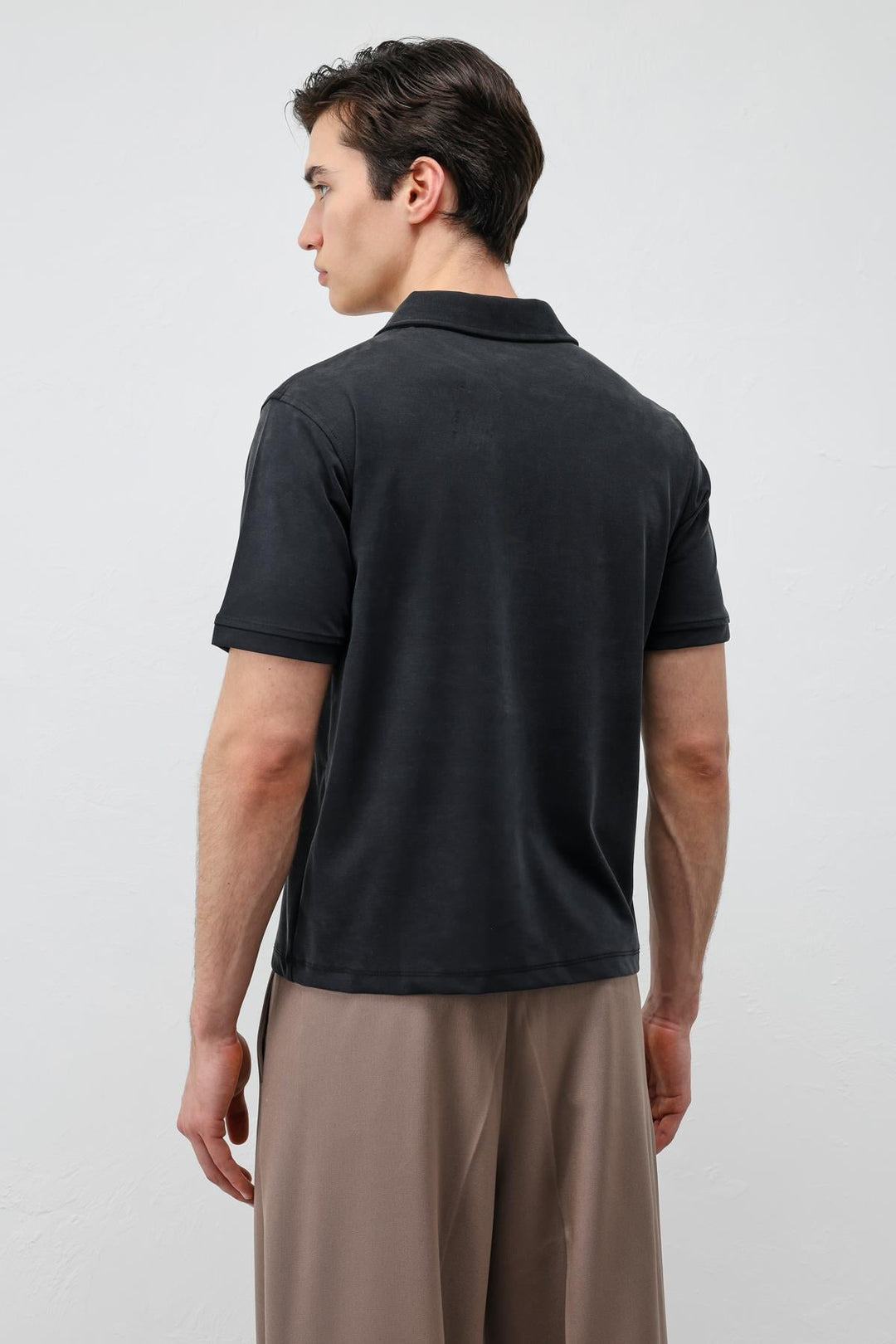 ANT Antioch Siyah Lyocell Karışımlı Polo Yaka Erkek T-Shirt - Colima