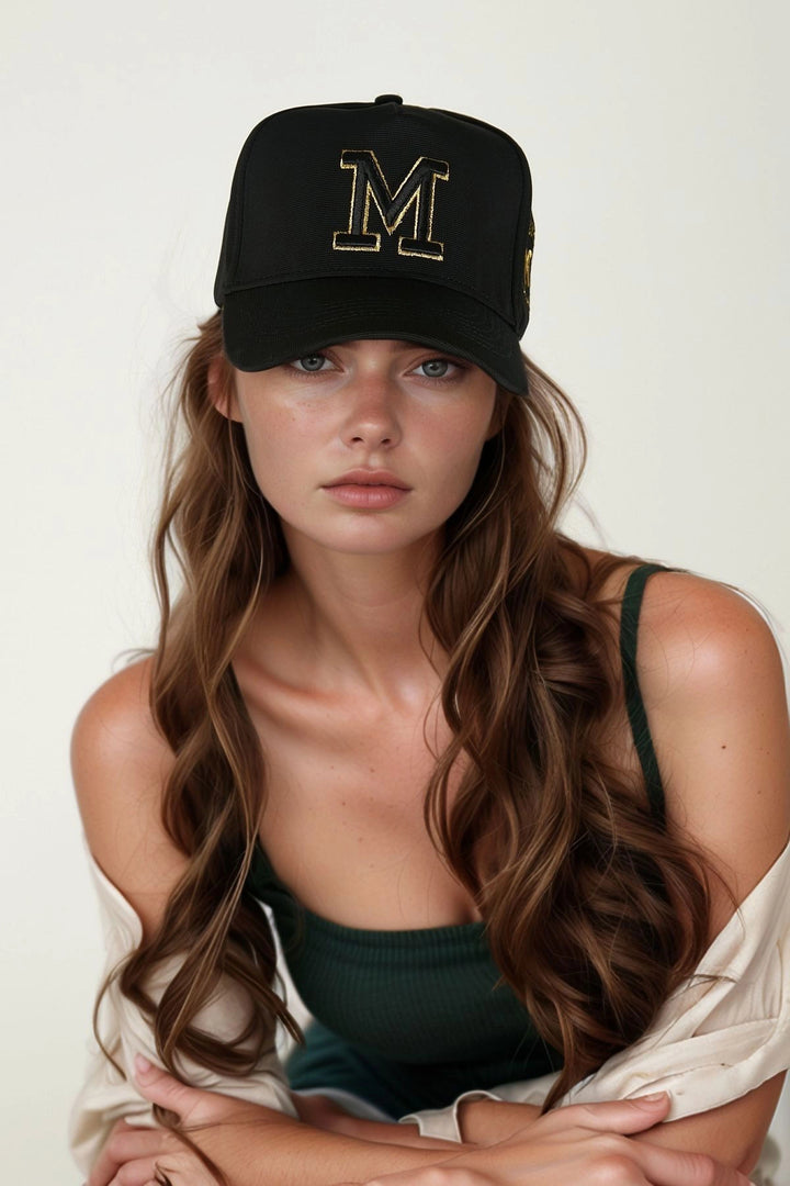 Black Cap with M Letter Embroidery BCNSV-2514508 - Gahanna