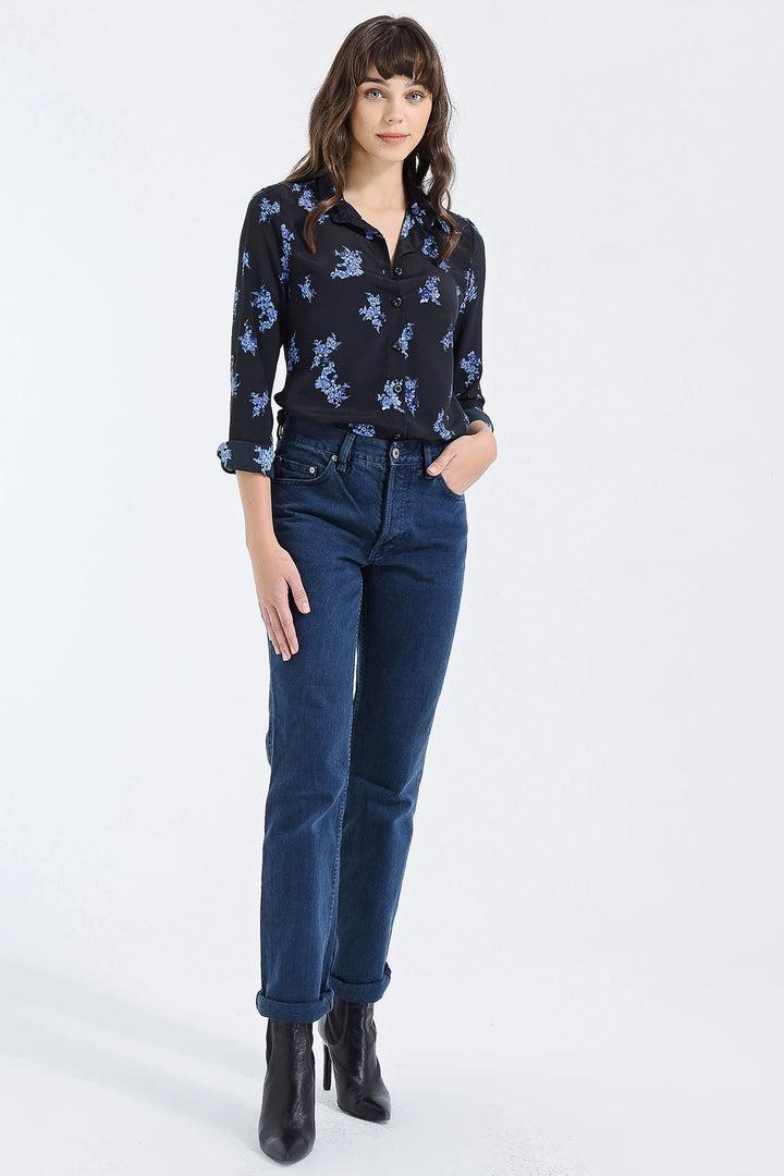 Black Blue Long Sleeve Buttoned Oversized Shirt BCBSK-25700-2711 - Las Cruces