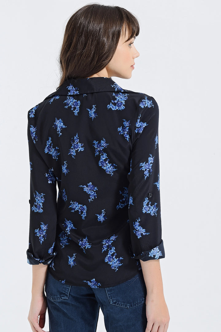 Black Blue Long Sleeve Buttoned Oversized Shirt BCBSK-25700-2711 - Las Cruces