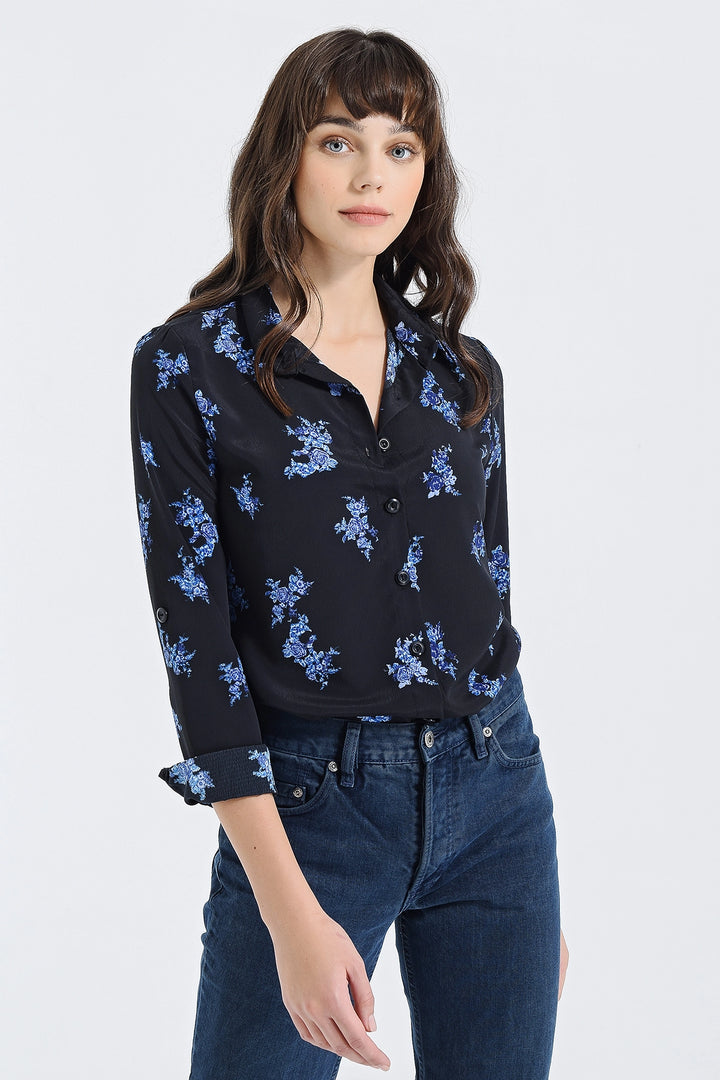 Black Blue Long Sleeve Buttoned Oversized Shirt BCBSK-25700-2711 - Las Cruces