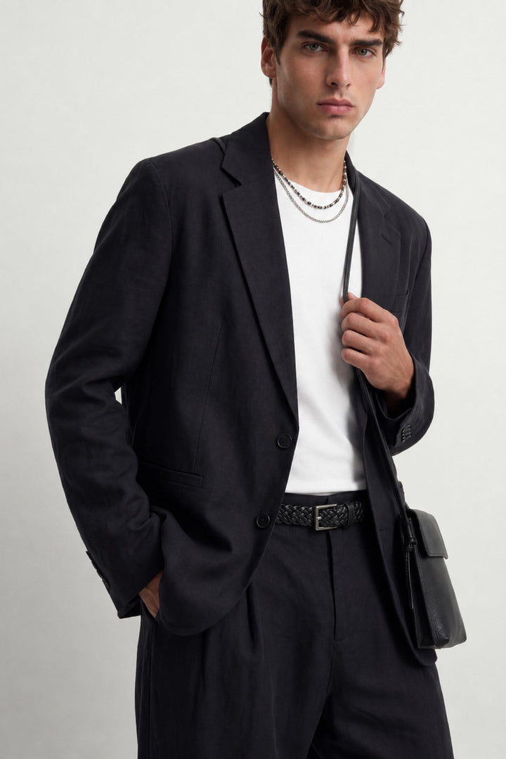 ANT Antioch Siyah Modal Karışımlı Relaxed Blazer Ceket - O Fallon