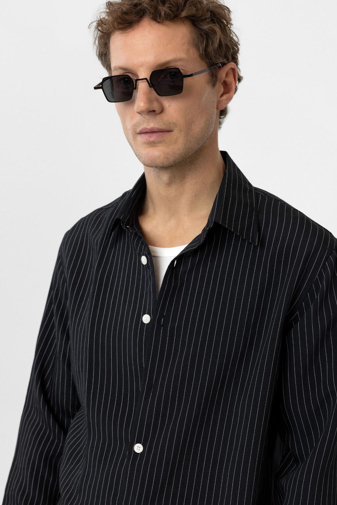 ANT Antioch Black Modal Fabric Relax Fit Striped Men's Shirt - Salinas Victoria