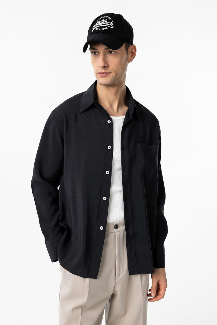 ANT Antioch Black Modal Fabric Relax Fit Men's Shirt - Jette