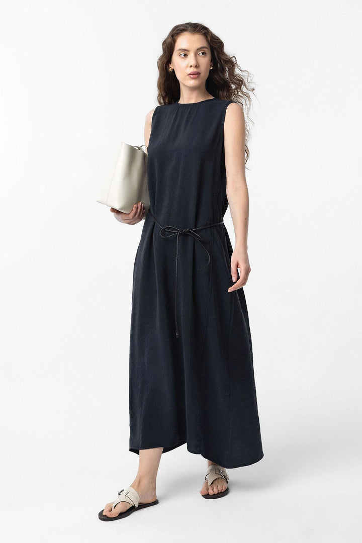 ANT Antioch Siyah Modal Midi Kadın Elbise - Goose Creek