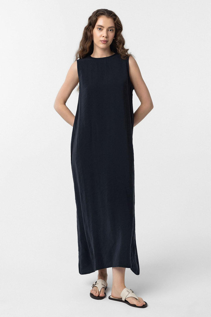 ANT Antioch Siyah Modal Midi Kadın Elbise - Goose Creek