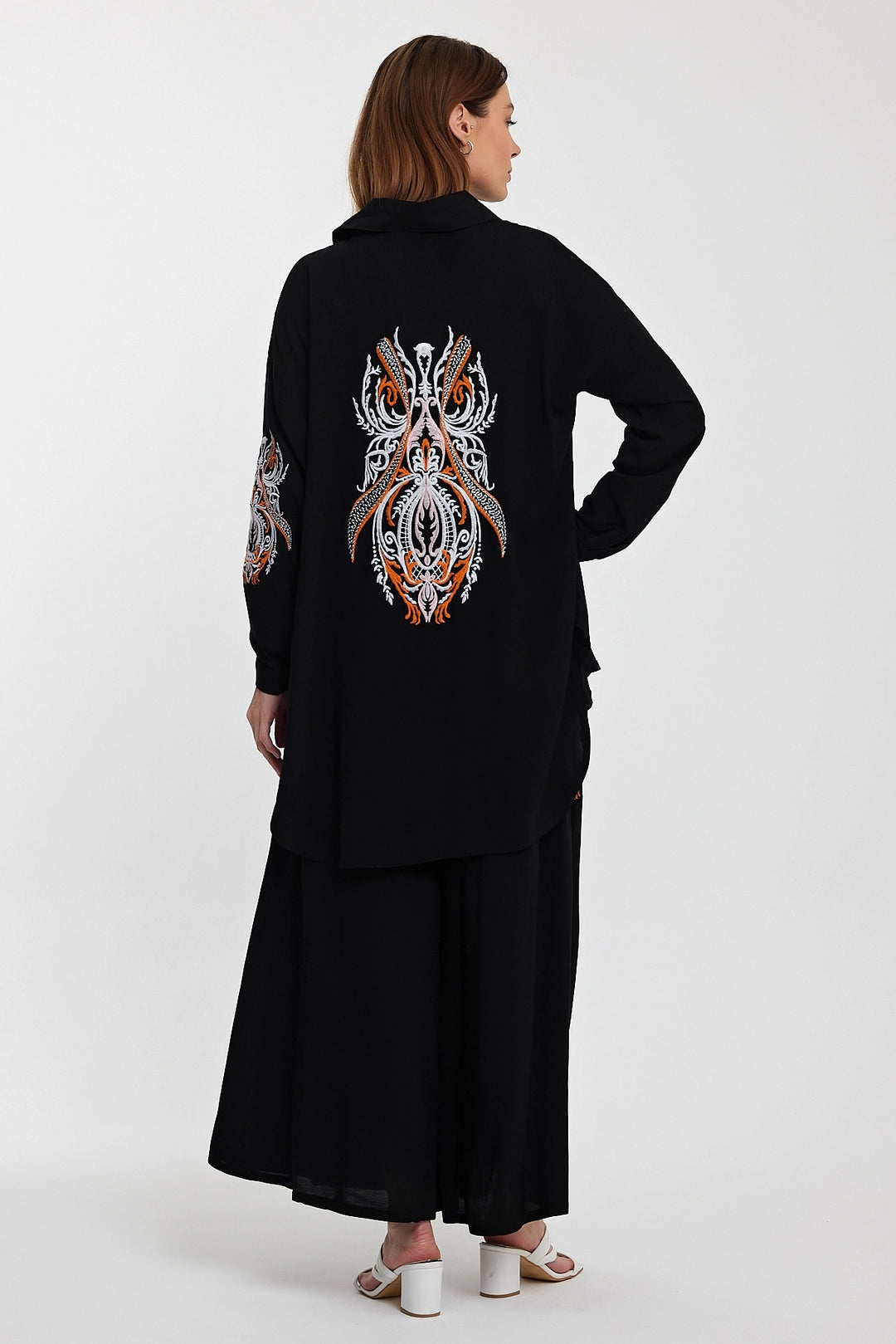 Maxi Boy Black Embroidered Shirt and Pants Woven Top Set BCVL-24930 - Bromley
