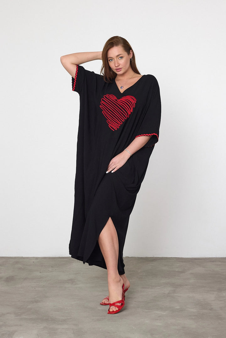 Maxi Boy Black Embroidered Woven Viscose Dress BCVL-25V034 - Berdiansk