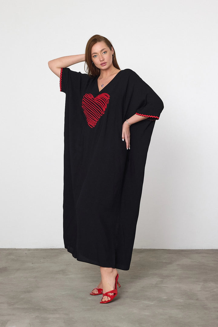 Maxi Boy Black Embroidered Woven Viscose Dress BCVL-25V034 - Berdiansk