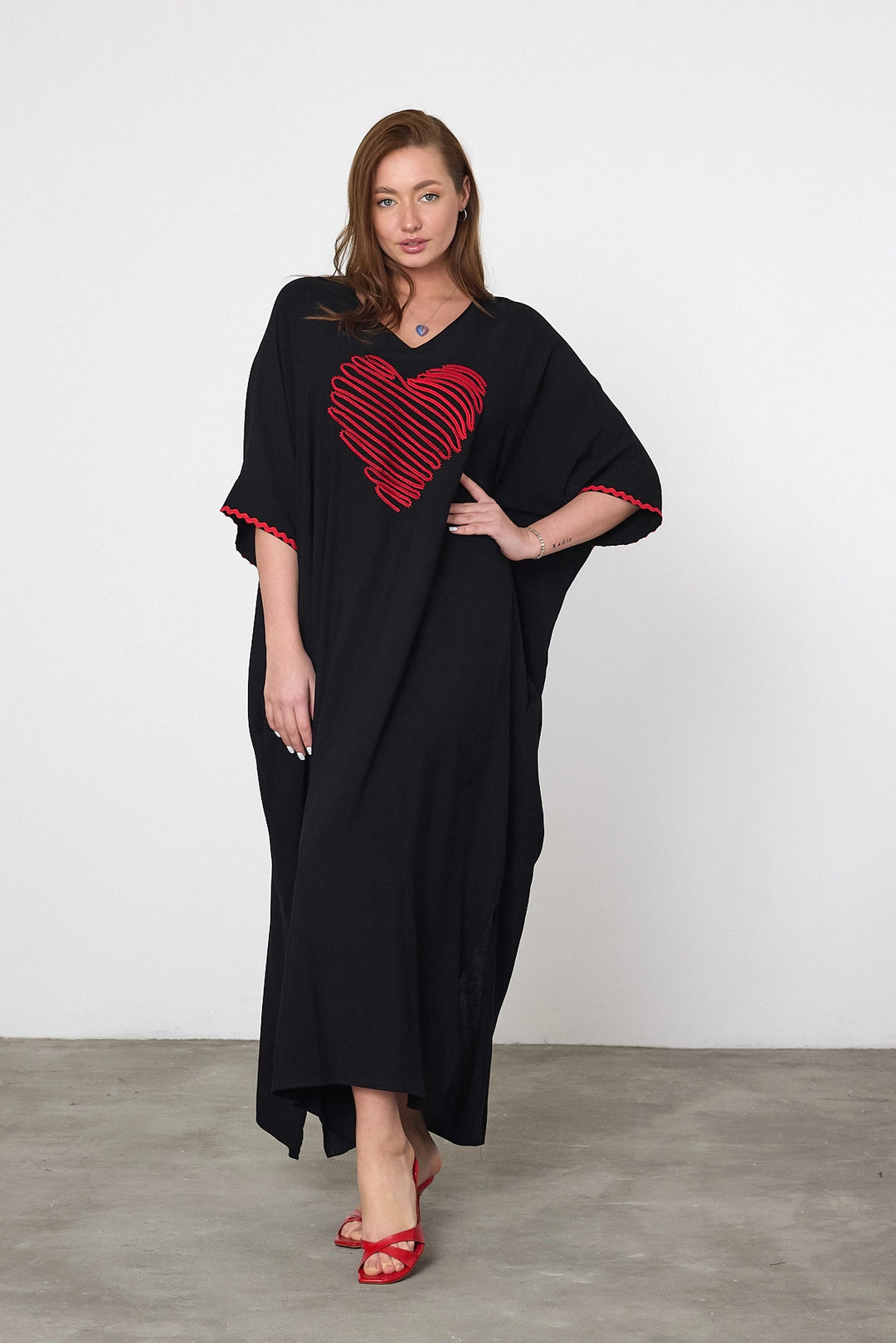Maxi Boy Black Embroidered Woven Viscose Dress BCVL-25V034 - Berdiansk