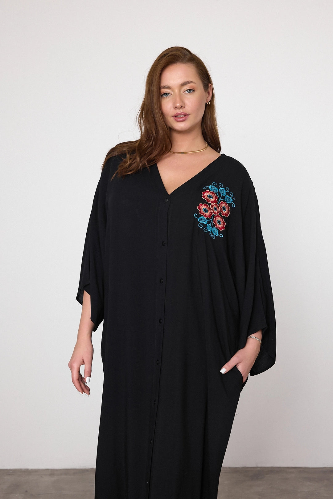 Maxi Boy Black Embroidered Woven Viscose Dress BCVL-25V038 - Stratford