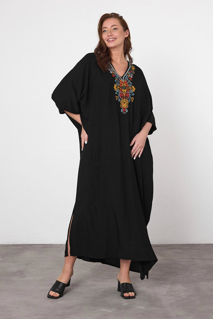 Maxi Boy Black Embroidered Woven Viscose Dress BCVL-25V047 - Beaumont