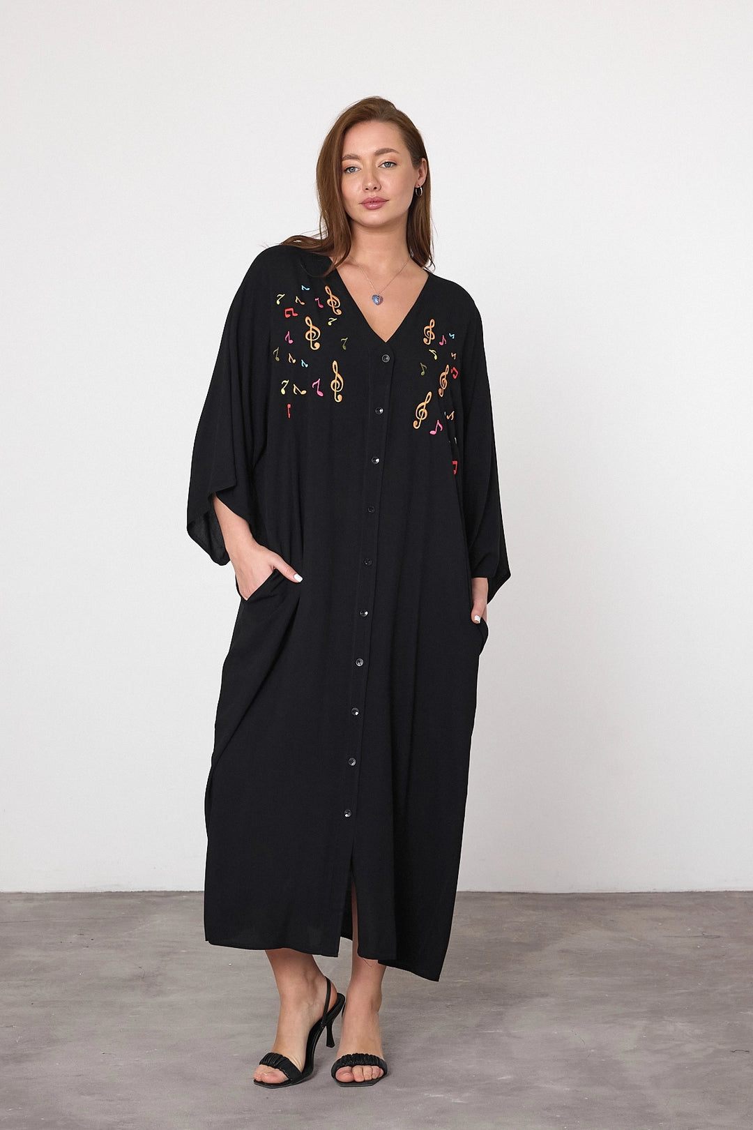 Maxi Boy Black Embroidered Woven Viscose Dress BCVL-25V040 - Charleroi