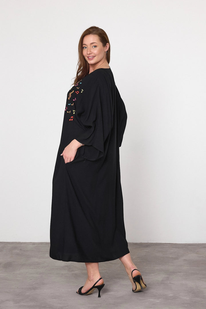 Maxi Boy Black Embroidered Woven Viscose Dress BCVL-25V040 - Charleroi
