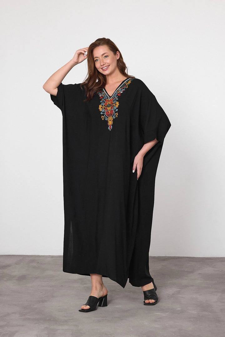 Maxi Boy Black Embroidered Woven Viscose Dress BCVL-25V047 - Beaumont