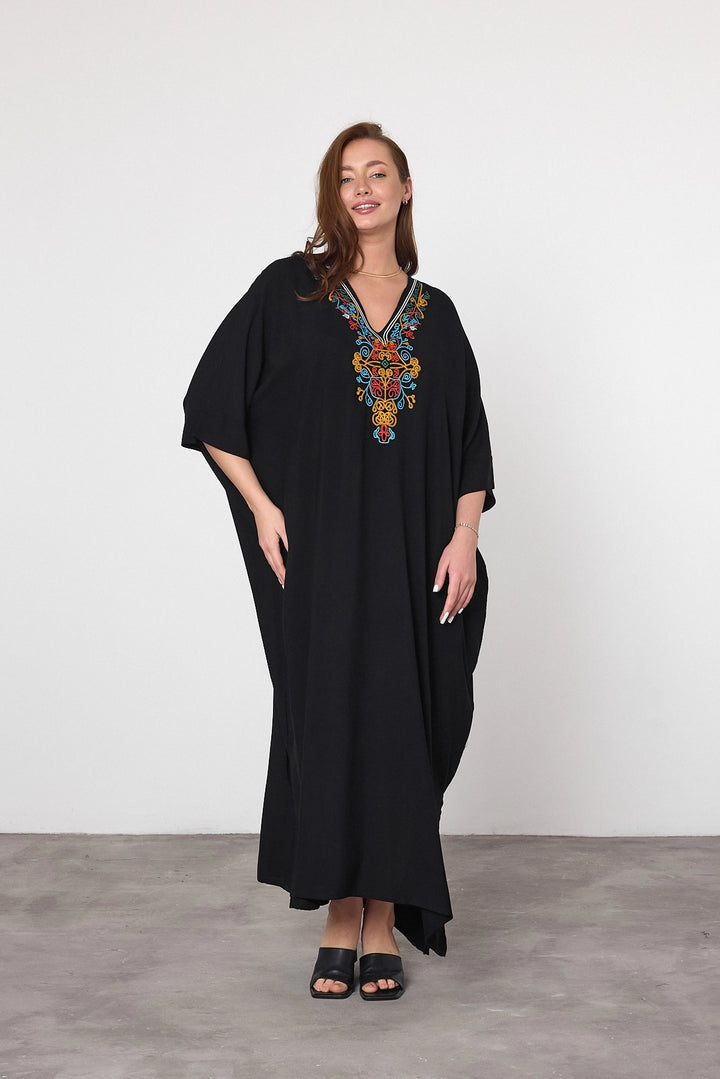 Maxi Boy Black Embroidered Woven Viscose Dress BCVL-25V047 - Beaumont