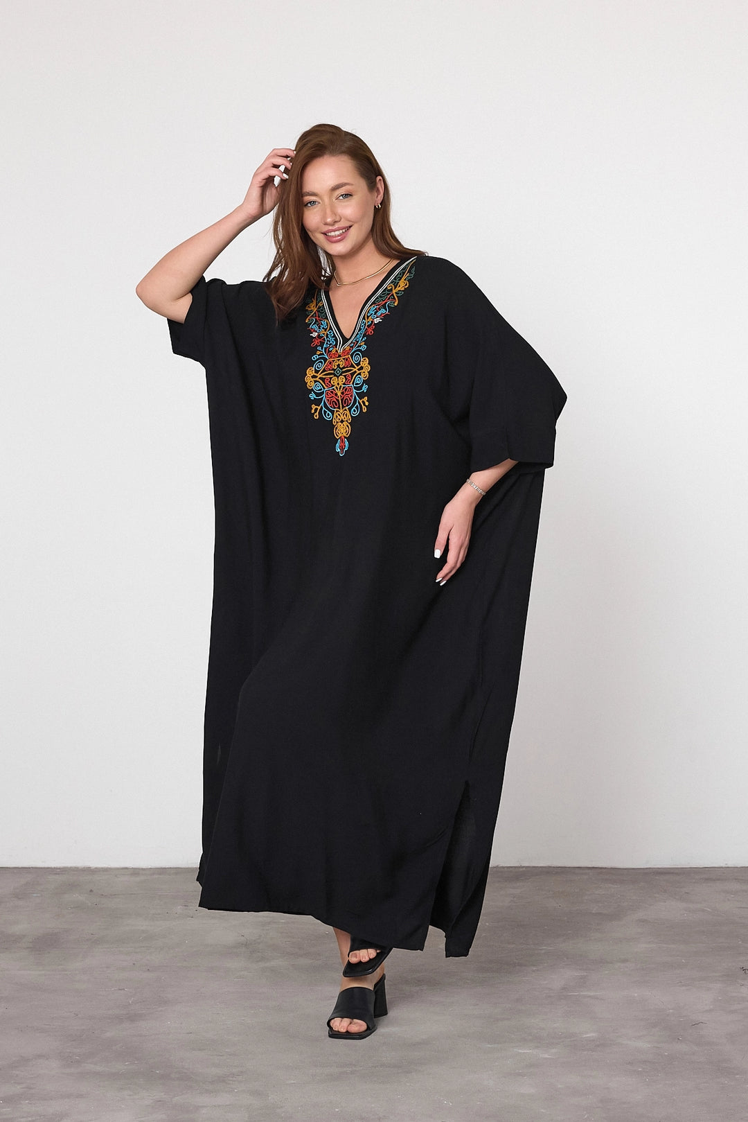 Maxi Boy Black Embroidered Woven Viscose Dress BCVL-25V047 - Beaumont