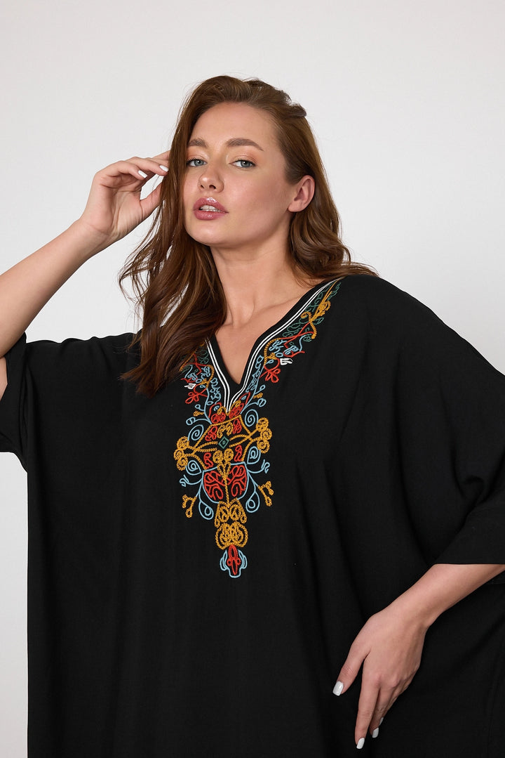 Maxi Boy Black Embroidered Woven Viscose Dress BCVL-25V047 - Beaumont