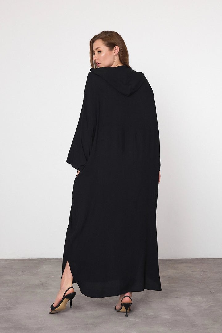 Maxi Boy Black Embroidered Knitted Viscose Dress BCVL-25V037 - Santa Barbara