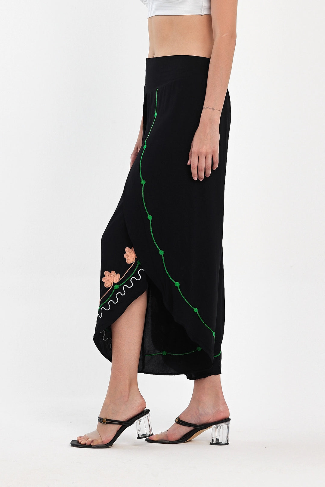 Maxi Boy Black Embroidered Viscose Woven Baggy Pants BCVL-251003 - Monterotondo
