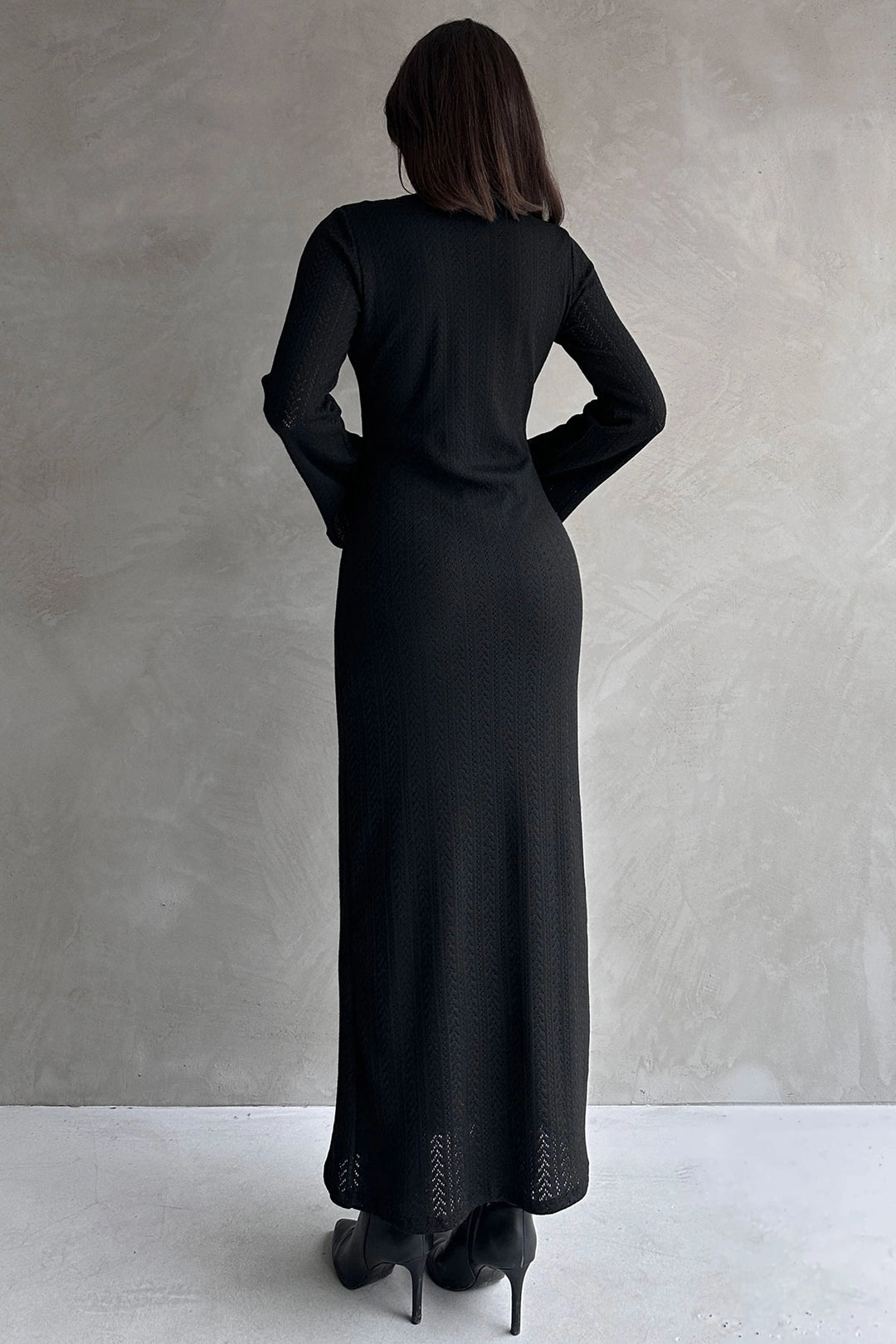 Black Front Lace-Up Detailed Maxi Dress BCDF-252151 - Skenderaj